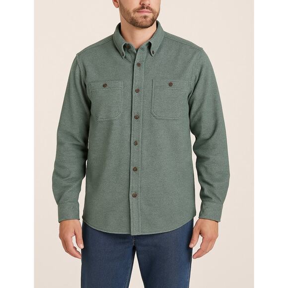 Duluth Trading Co Men’s Size Medium Green Cotton Button Up Long Sleeve Shirt - Picture 1 of 5